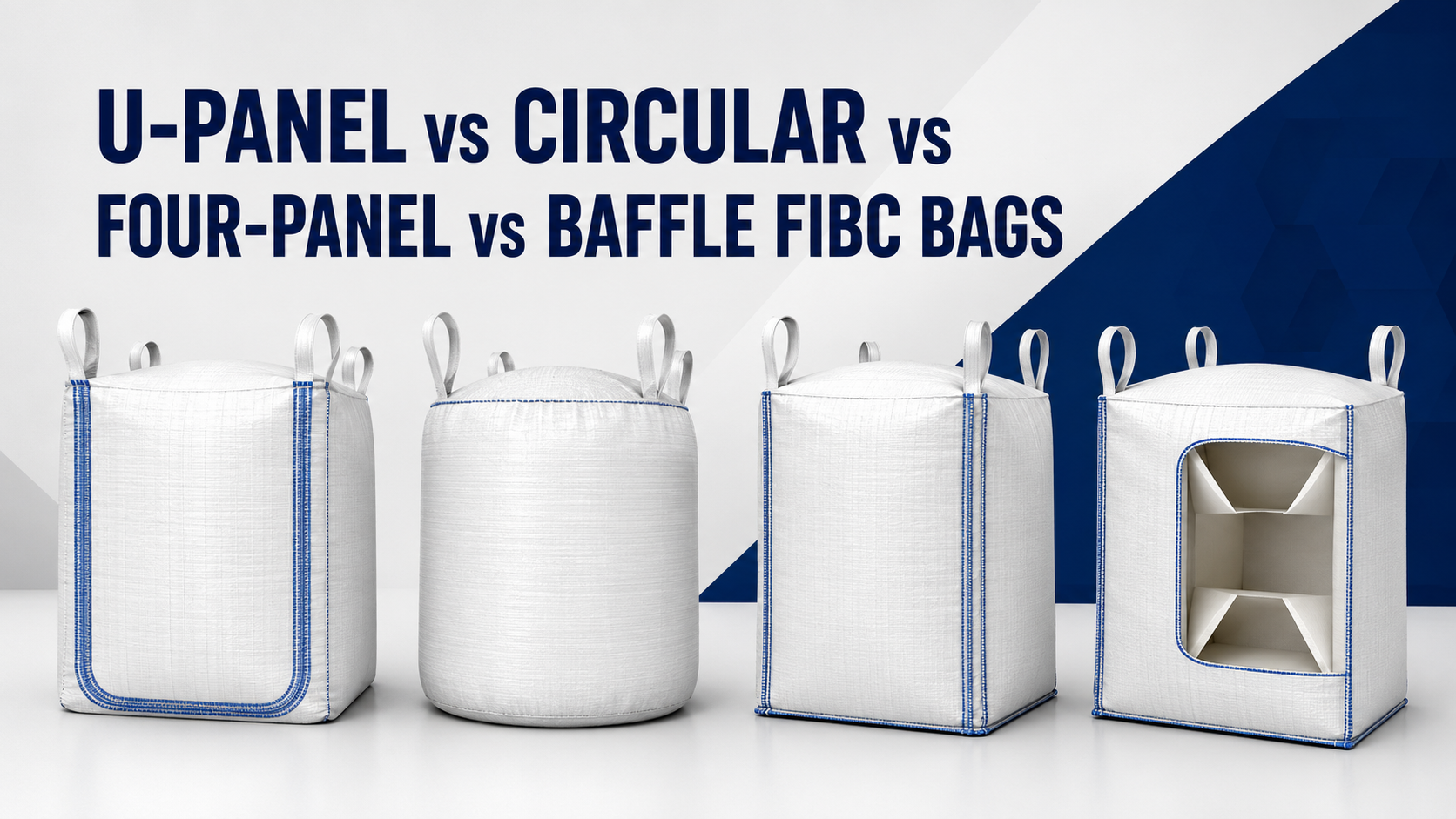 Sacs FIBC à panneau en U, circulaires, à quatre panneaux ou à chicane